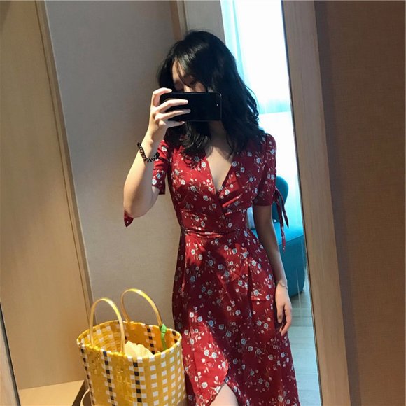 Sexy V Neckline belted floral Dress M L XL 2XL - Picture 5 of 8